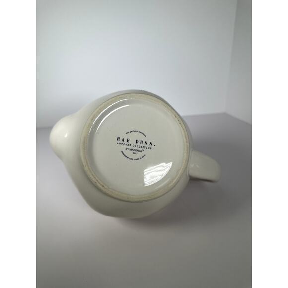 Rae Dunn by Magenta “QUEEN” Bee Icon Round Teapot White Ceramic Black Lettering - Picture 4 of 4